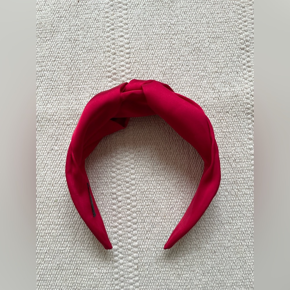 J.Crew Red Satin Knotted Headband Preppy Blair Waldorf Carolyn Bessette - Picture 2 of 4